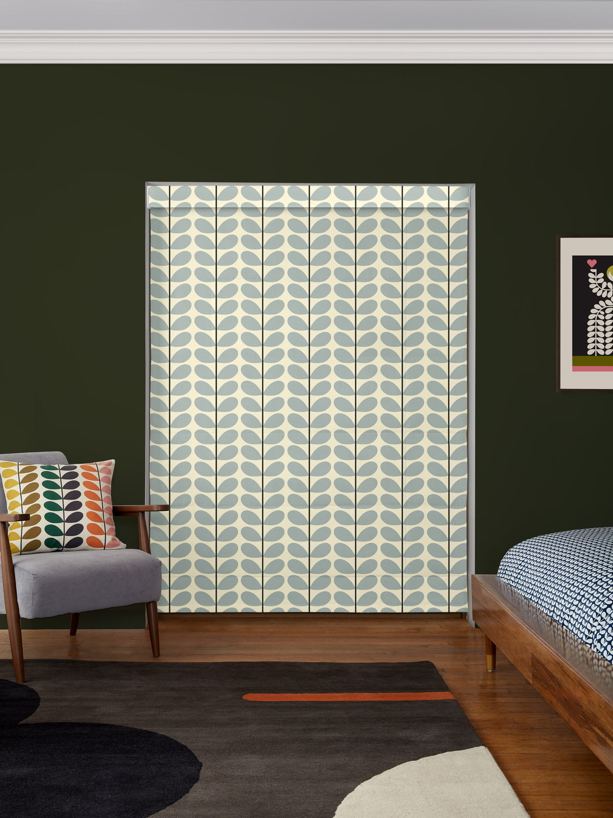 Two Colour Stem Powder Blue Made to Measure Roman Blind