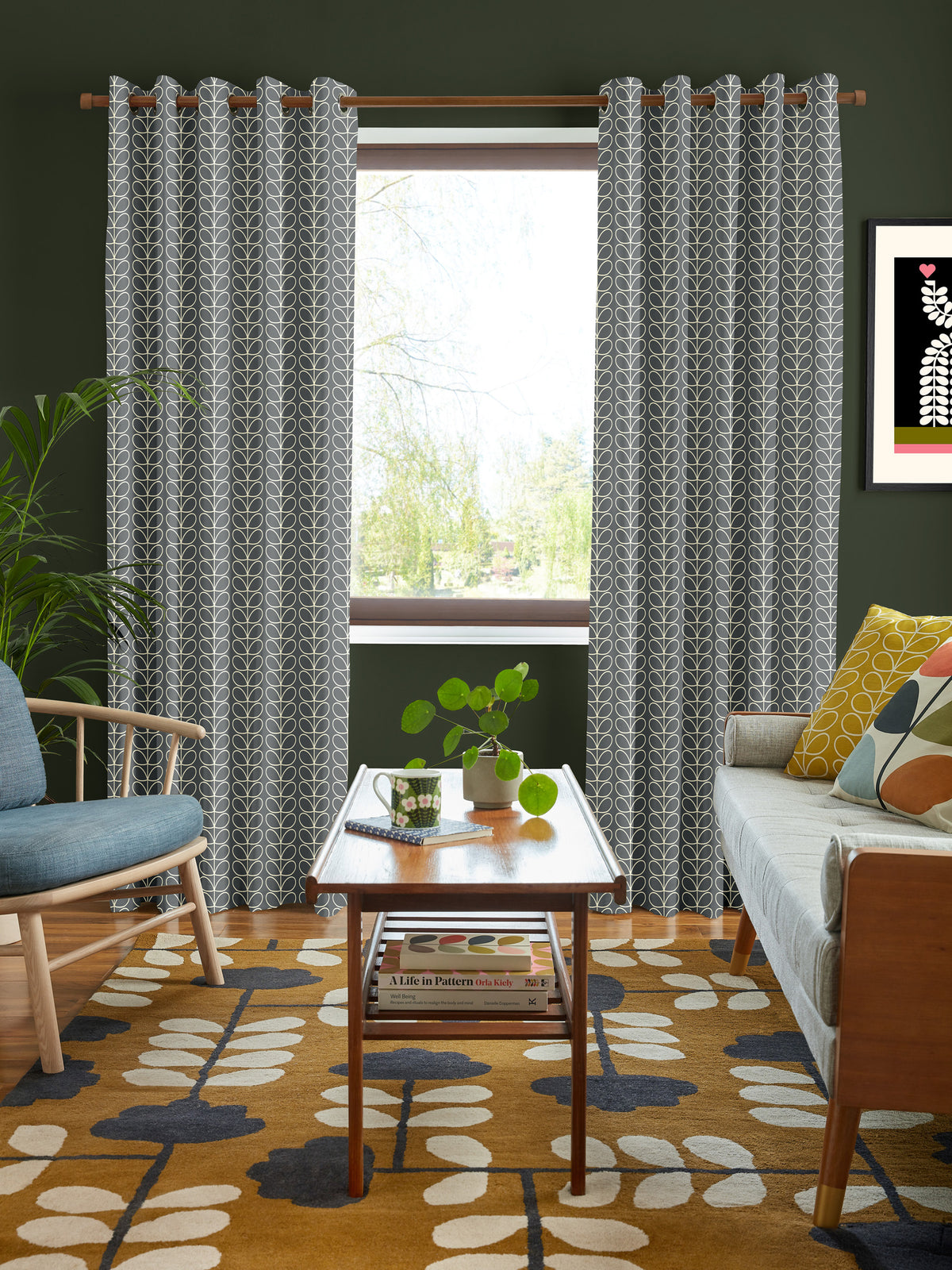 Linear Stem Cool Grey Made to Measure Curtain