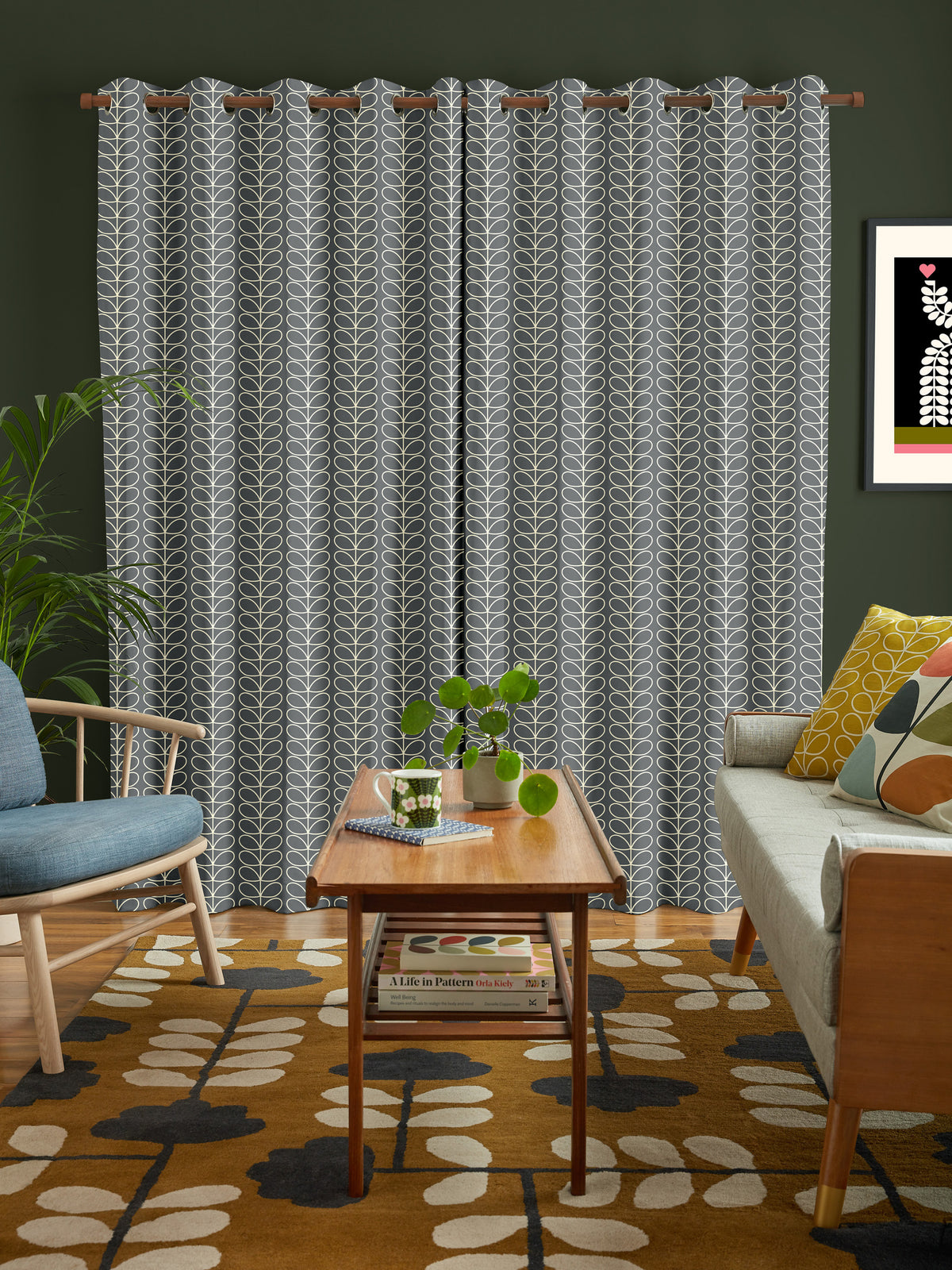 Linear Stem Cool Grey Made to Measure Curtain