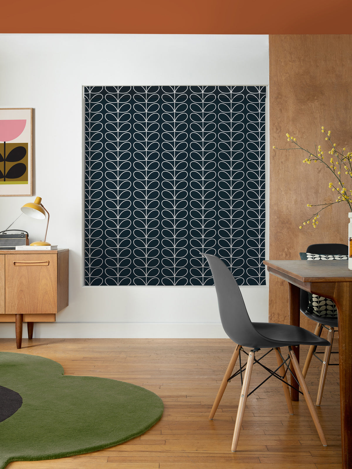 Linear Stem Navy Whale Made to Measure Roman Blind