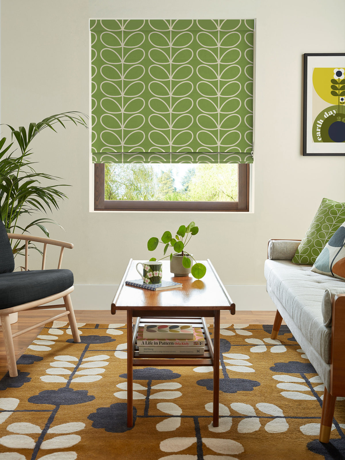 Chalky Green Jumbo Linear Stem Made to Measure Roman Blind