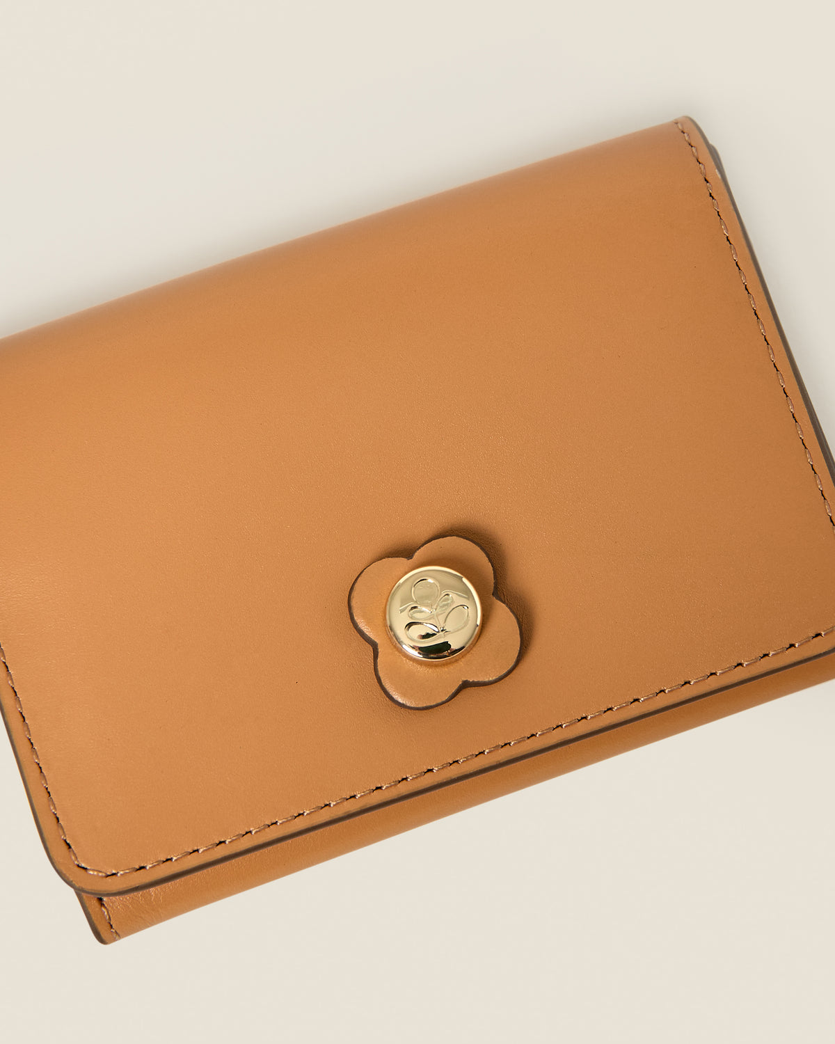 Folded Leather Card Holder - Light Tan