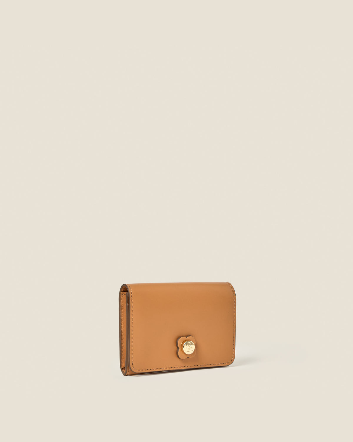Folded Leather Card Holder - Light Tan