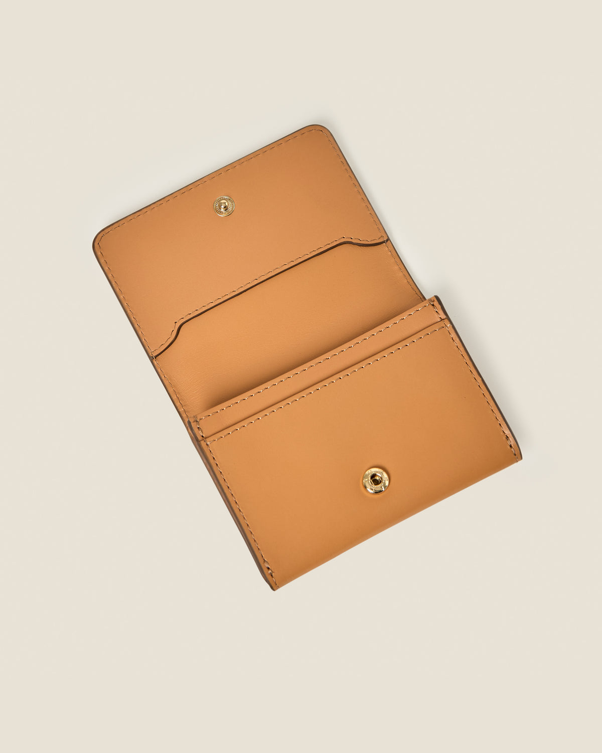 Folded Leather Card Holder - Light Tan