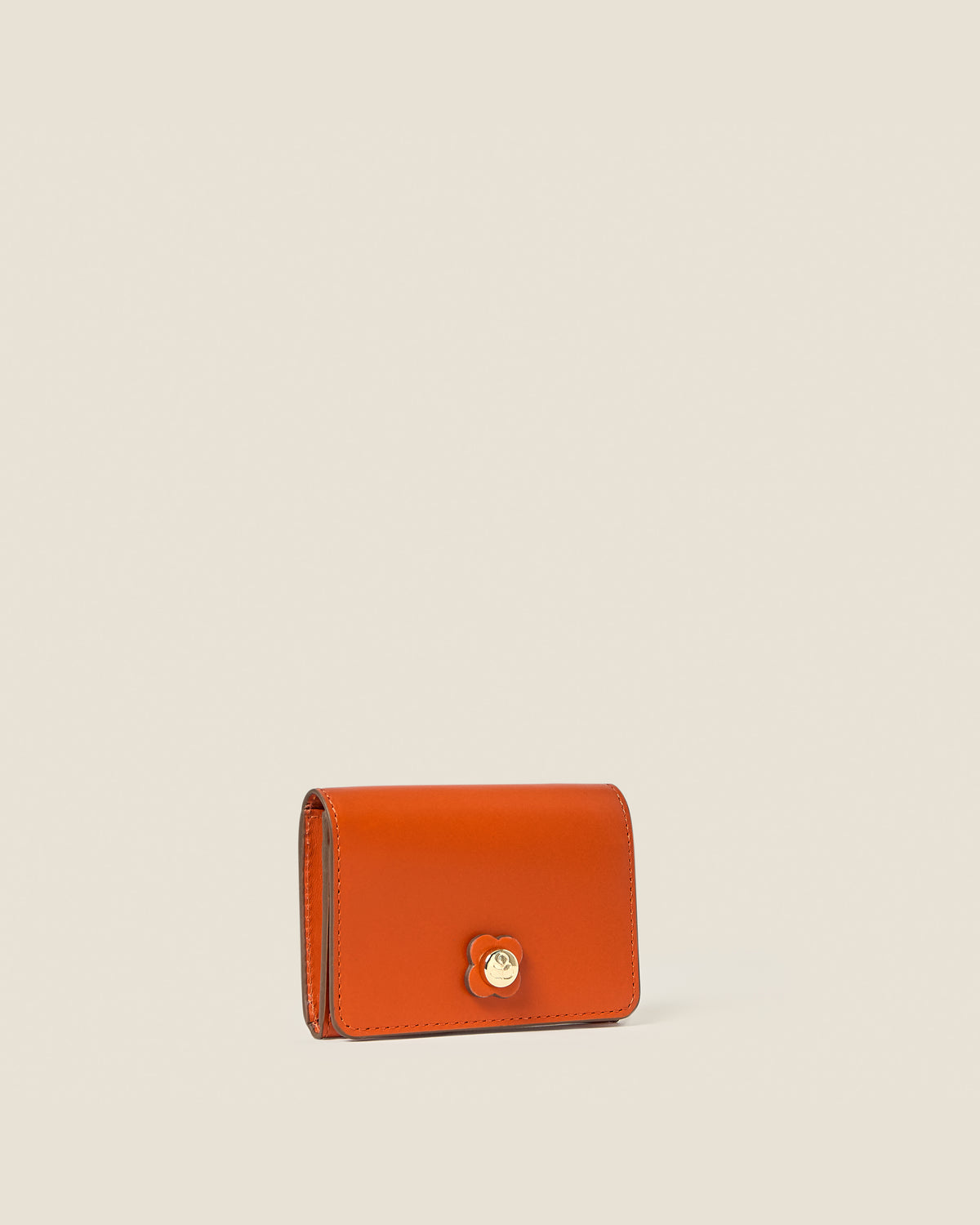 Folded Leather Card Holder - Orange