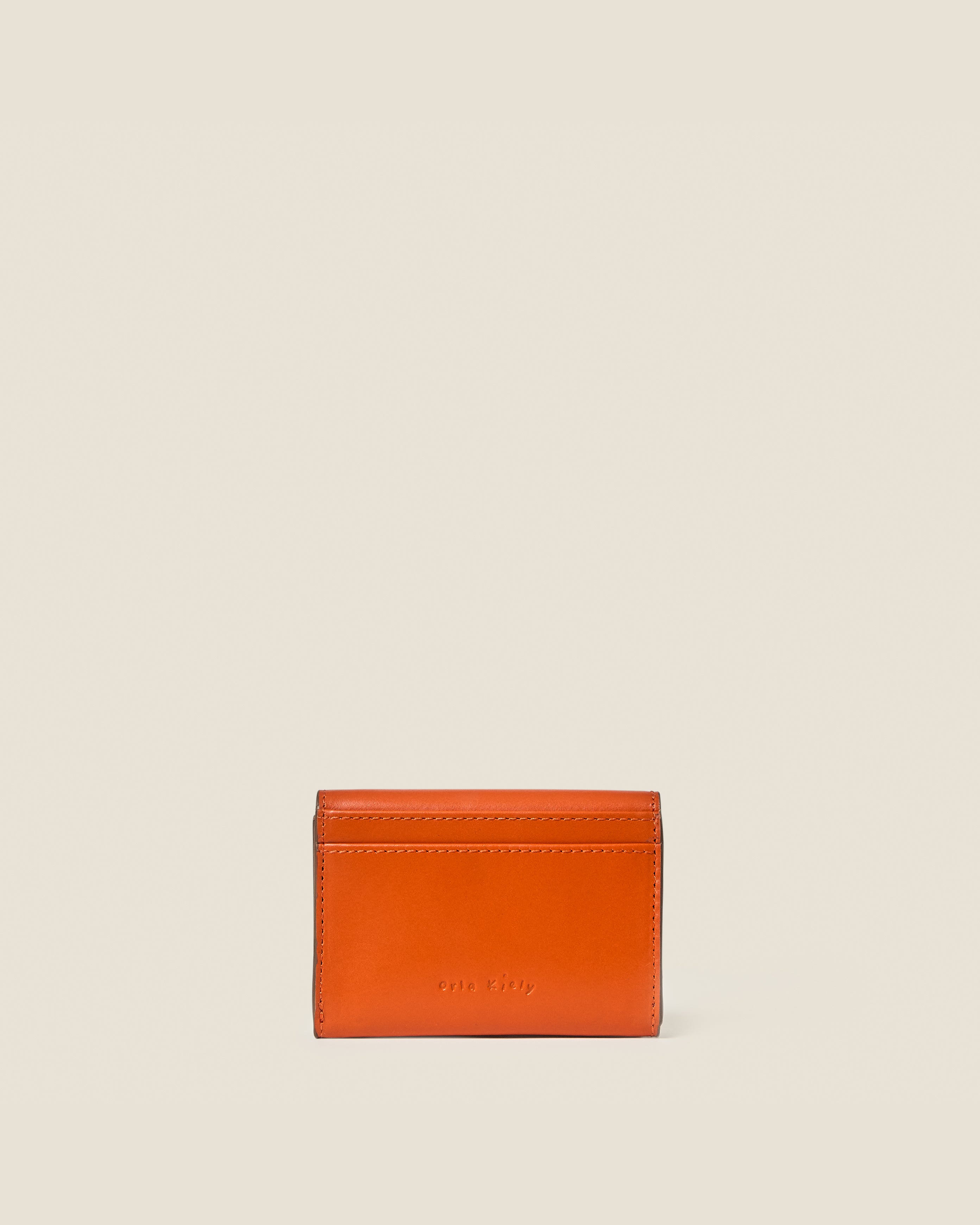 Folded Leather Card Holder - Orange