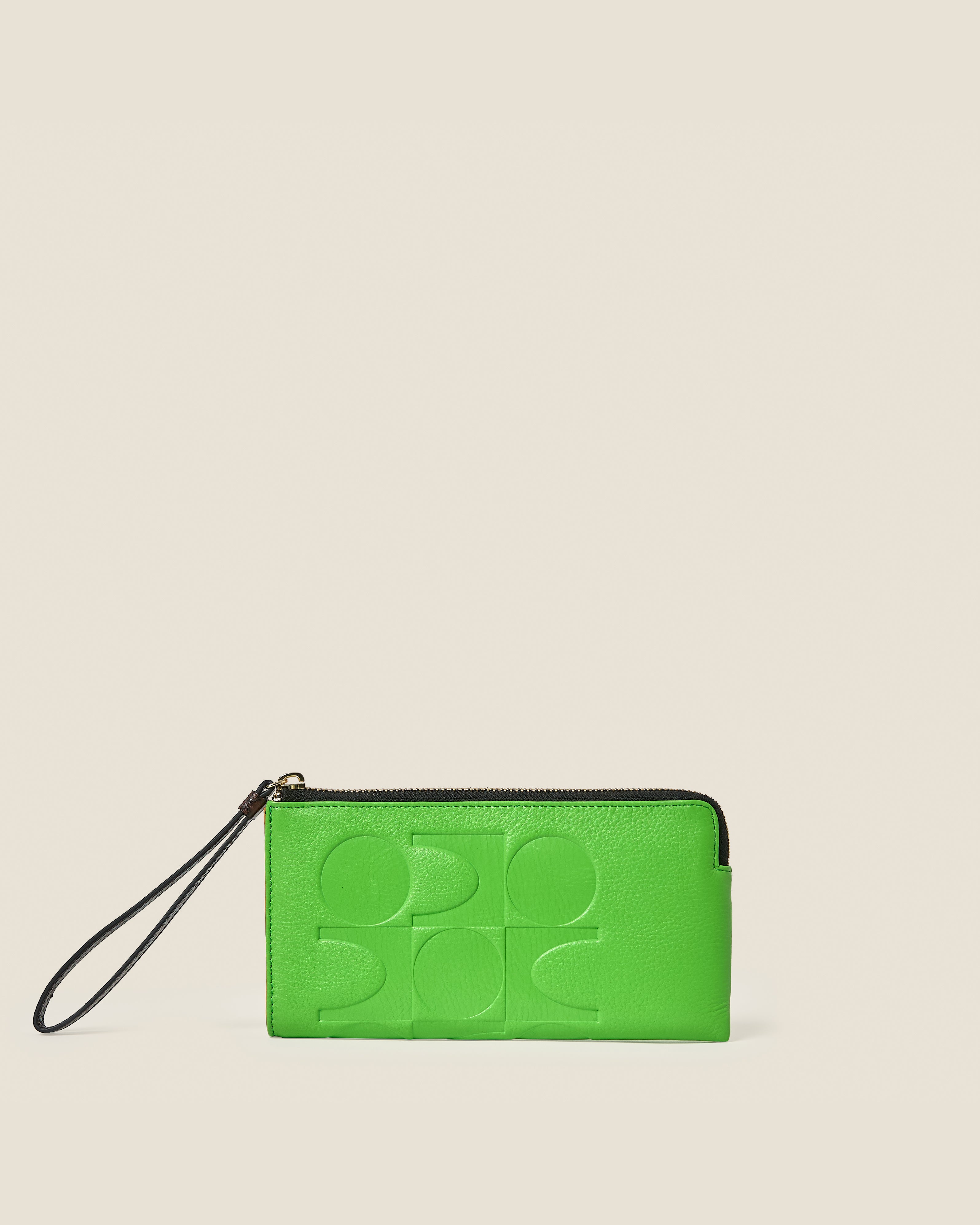 Flat Zip Leather Wallet - Lawn Green