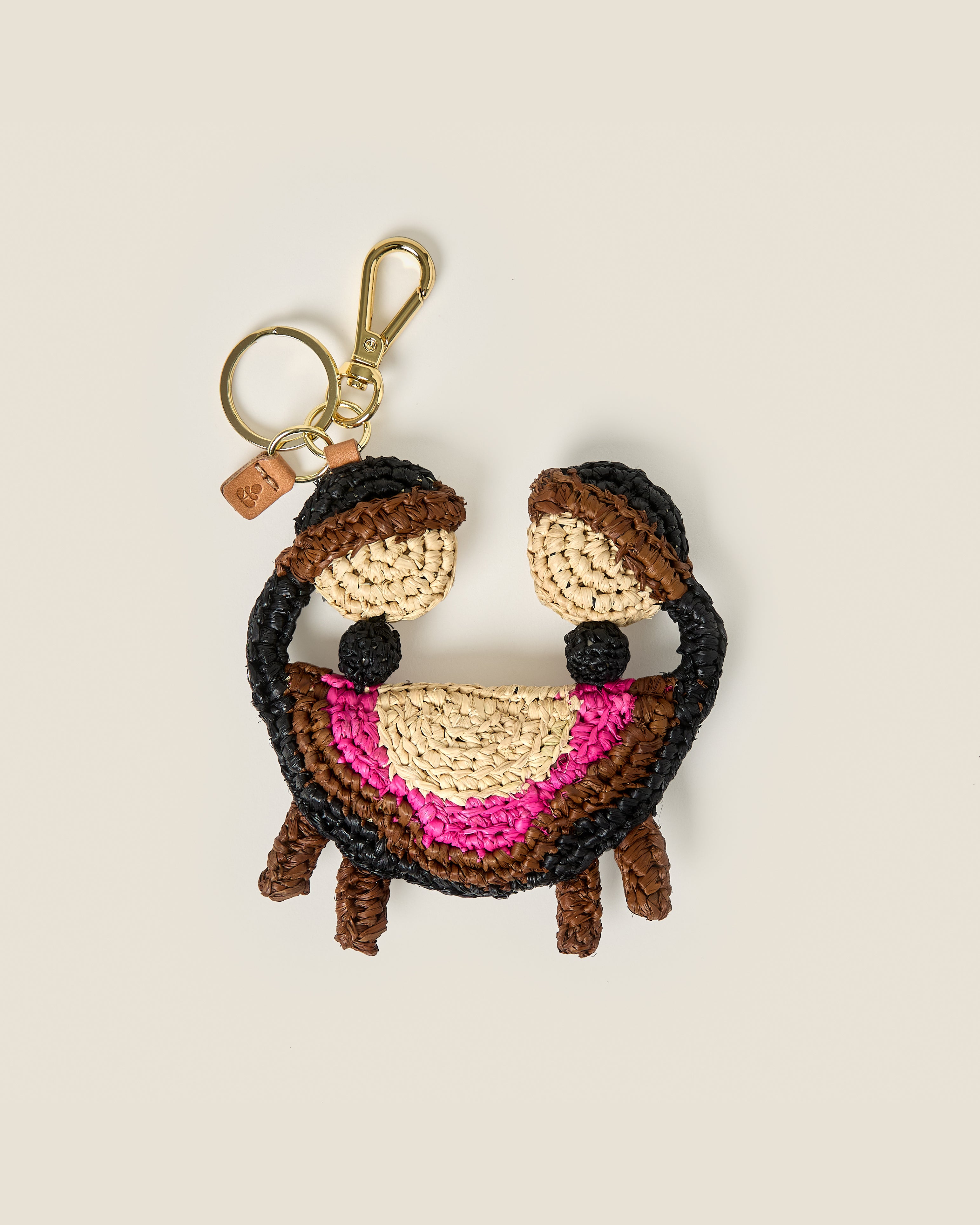 Crab Raffia Keyring - Monochrome