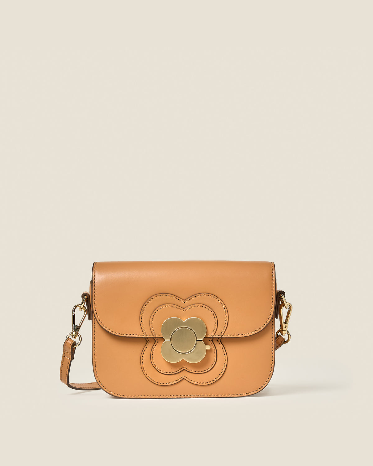 Mini Eclipse Leather Crossbody Bag - Light Tan