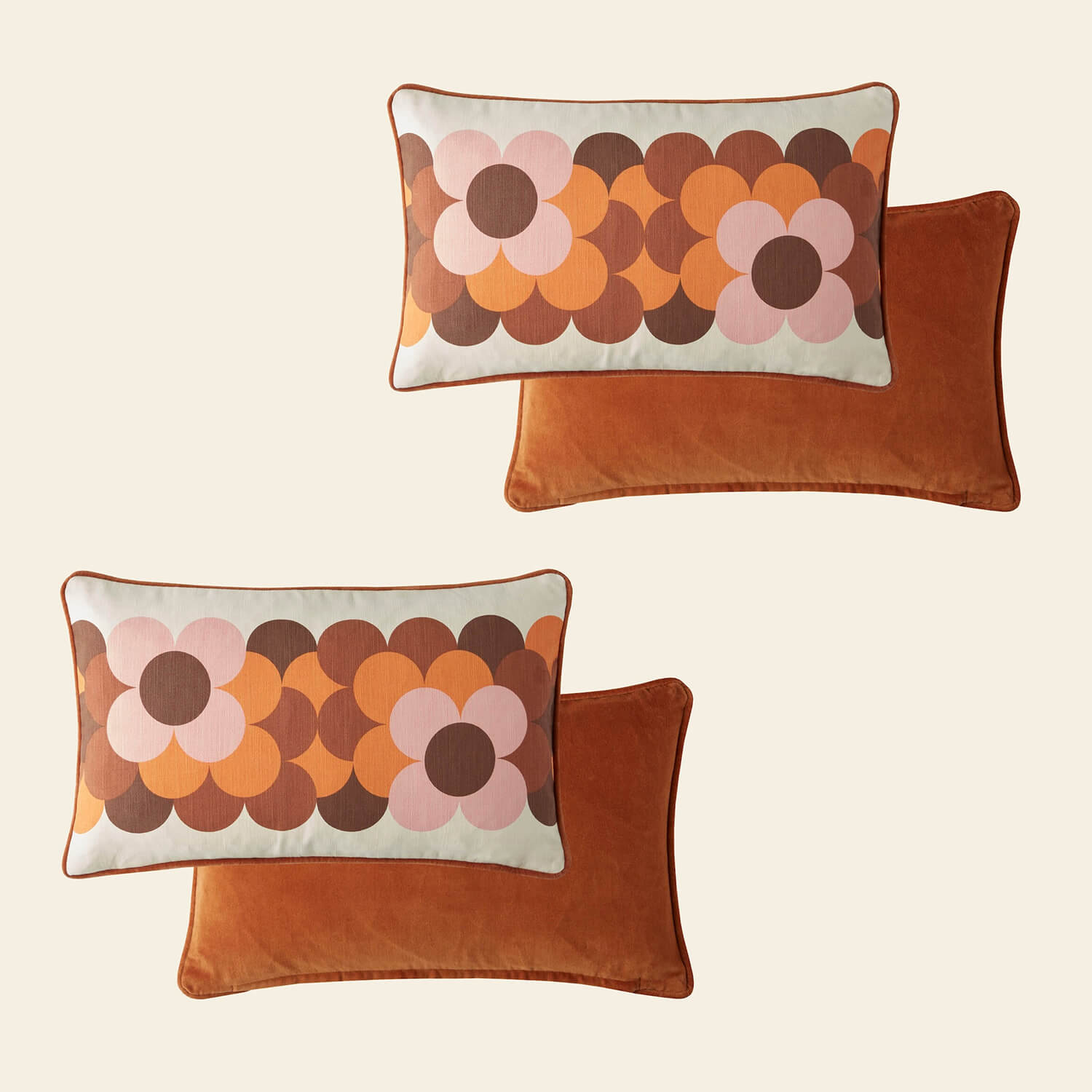 Retro Flower Stripe Cushion Bundle Canyon