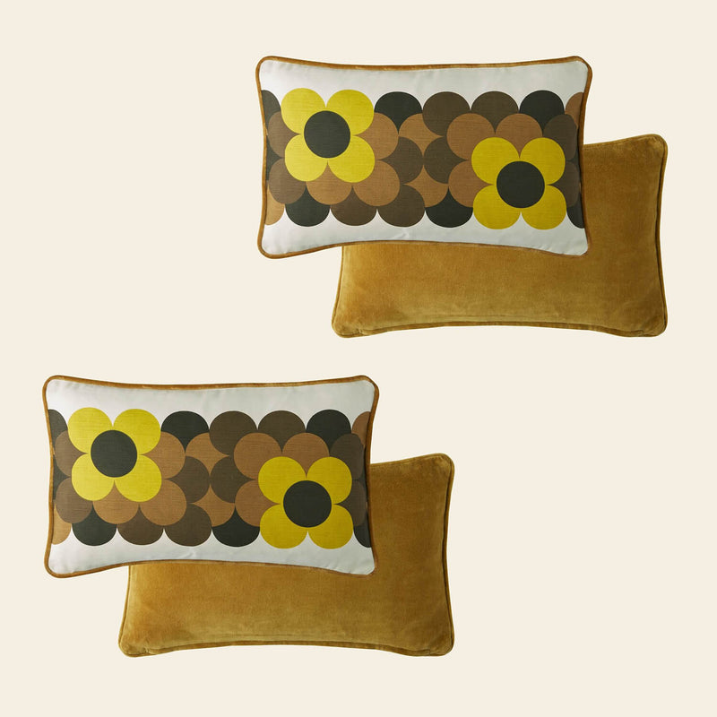 Retro Flower Stripe Cushion Bundle - Dune