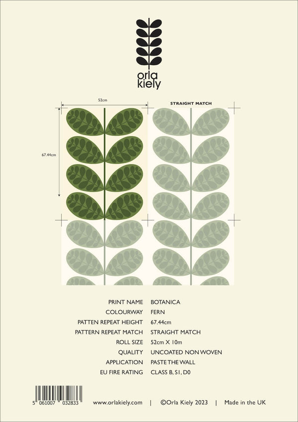 Botanica Wallpaper in Green Information by Orla Kiely