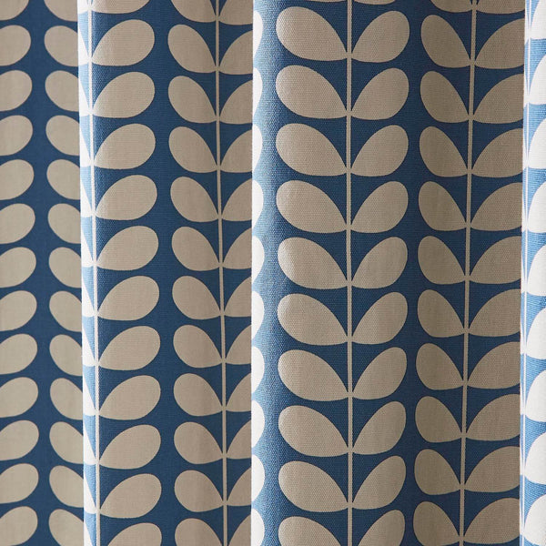 Lifestyle close up image of Orla Kiely solid stem denim curtains