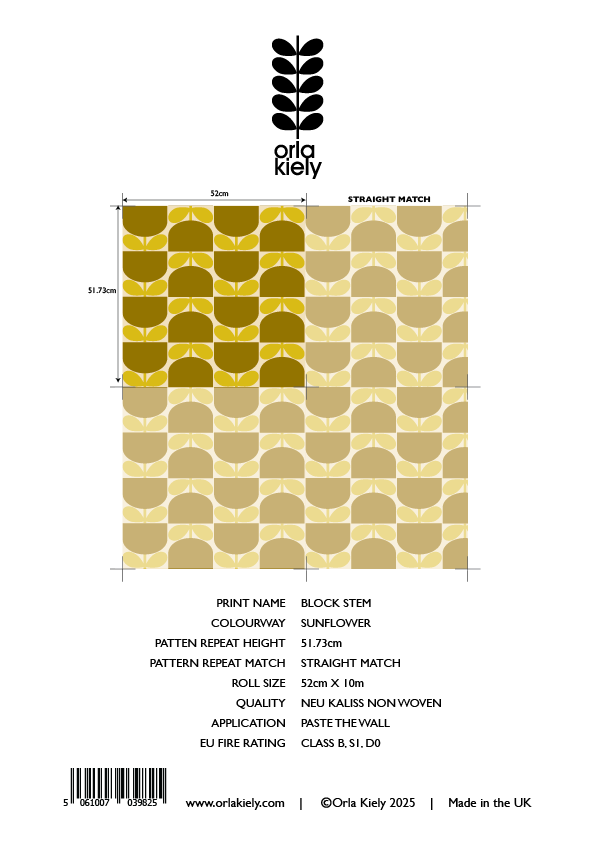 Block Stem Sunflower Wallpaper Sample