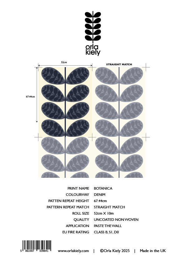 Botanica Denim Wallpaper Sample