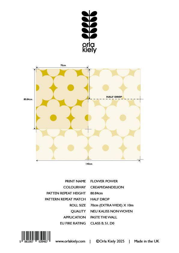 Flower Power Cream/Dandelion Wallpaper Sample