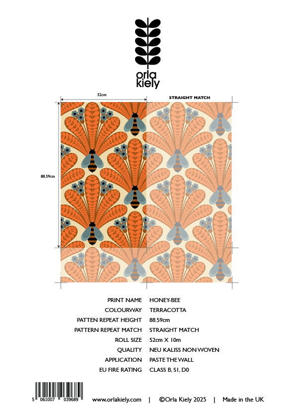 Honey-Bee Terracotta Wallpaper Sample