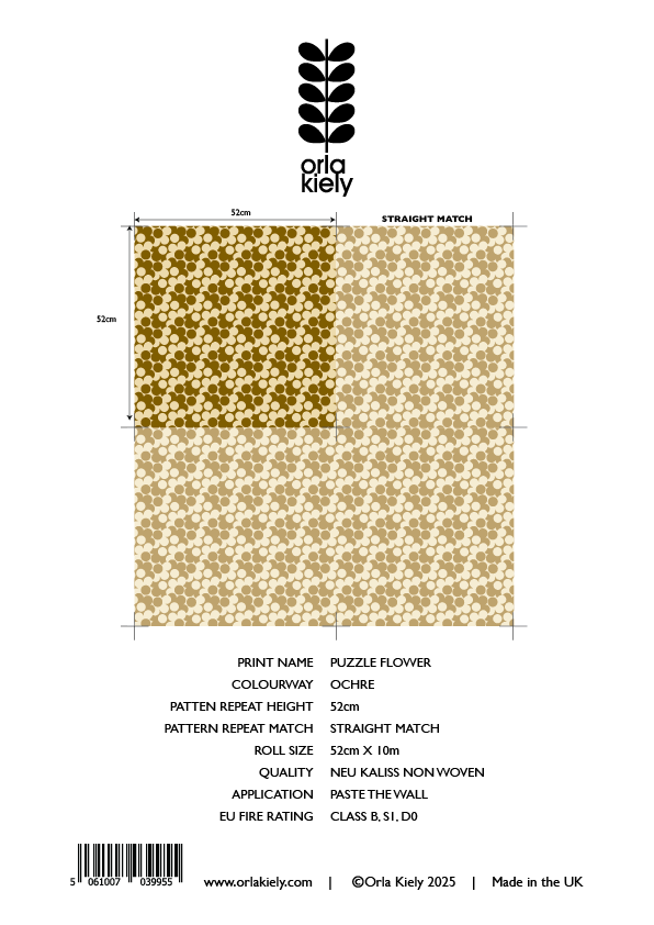 Puzzle Flower Ochre Wallpaper Sample