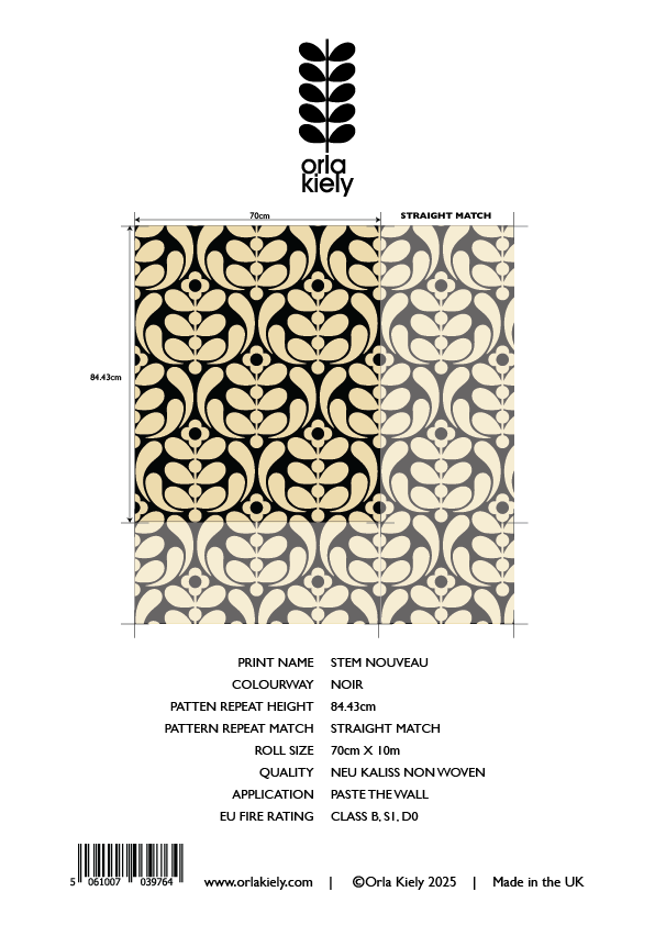 Stem Nouveau Noir Wallpaper Sample