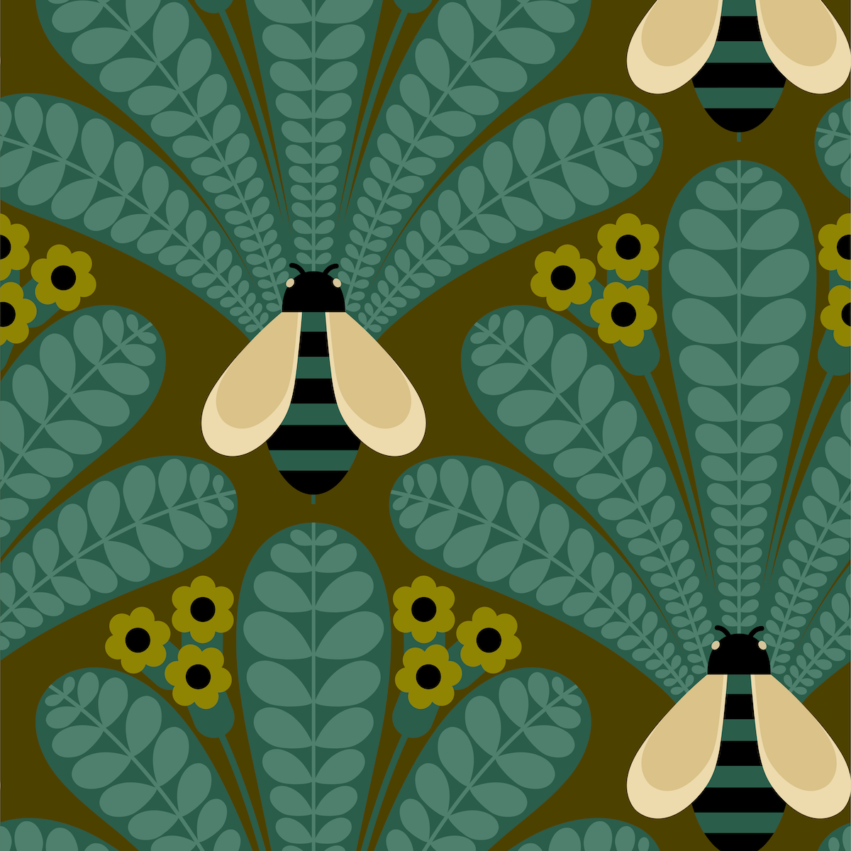Honey-Bee Turquoise Wallpaper