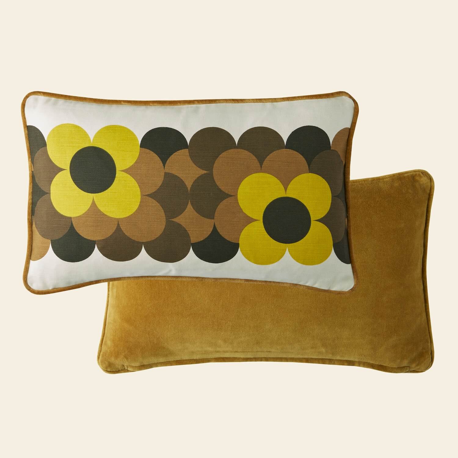 Retro Flower Stripe Cushion Dune