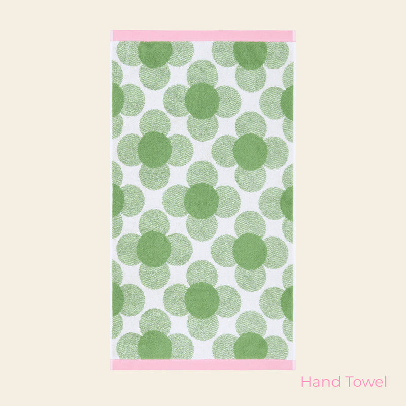 Retro Flower Hand Towel in Clover by Orla Kiely