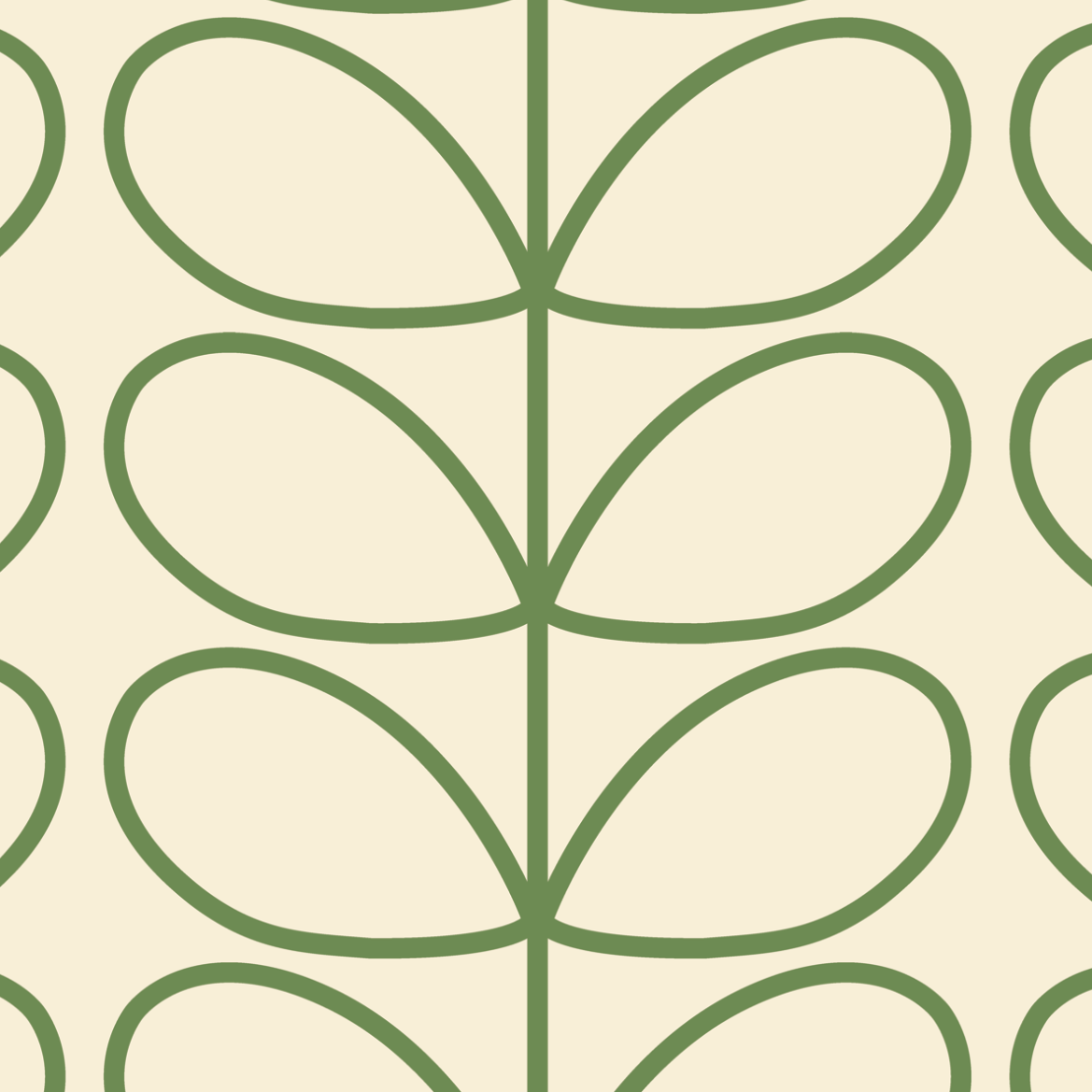 Linear Stem Cream Wallpaper Green Line
