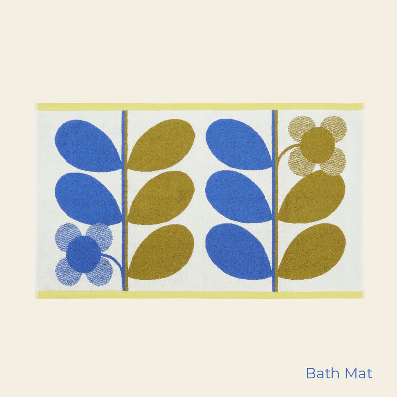 Stem Bloom Duo Bath Mat in Blue Fawn by Orla Kiely