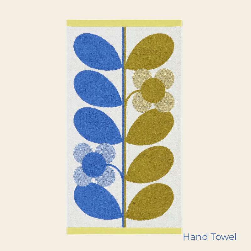 Stem Bloom Duo Hand Towel in Blue Fawn by Orla Kiely