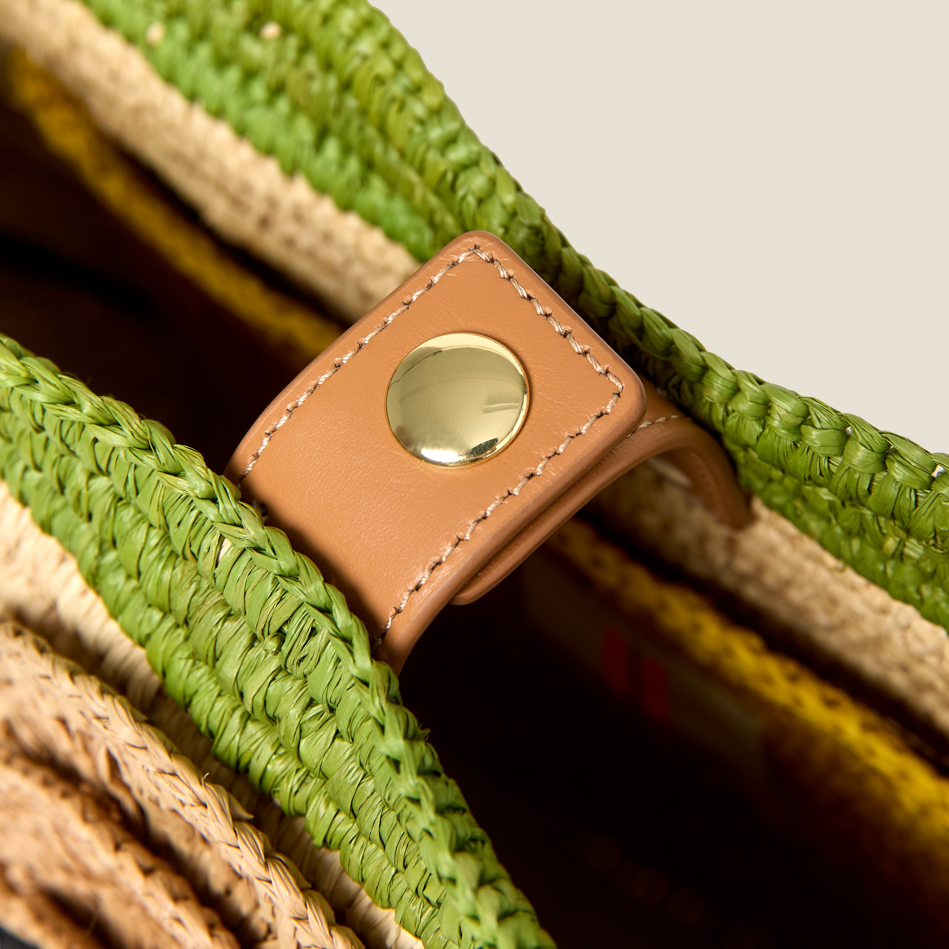 Stem Flower Monday Raffia Tote Bag - Natural