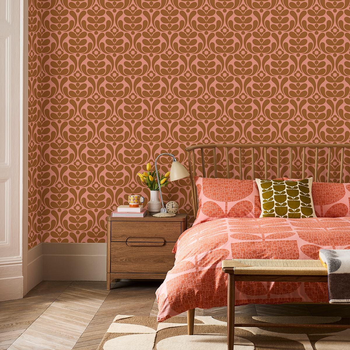 Stem Nouveau Terracotta Wallpaper