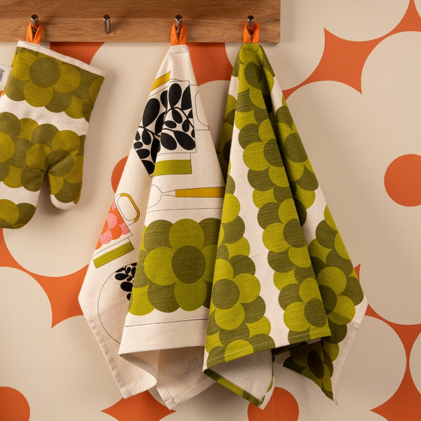 希少　NATAL DESIGN KERMIT RETRO STRIPE オーク Orla Kiely Retro Stripe Tea Towels | Set of 2 | Patterned Cotton