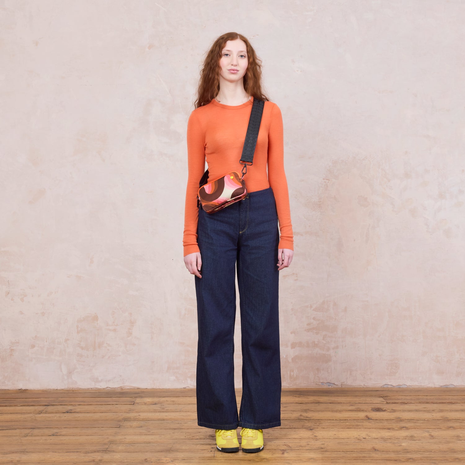 Tripod Crossbody Bag - Rolling Waves Rose