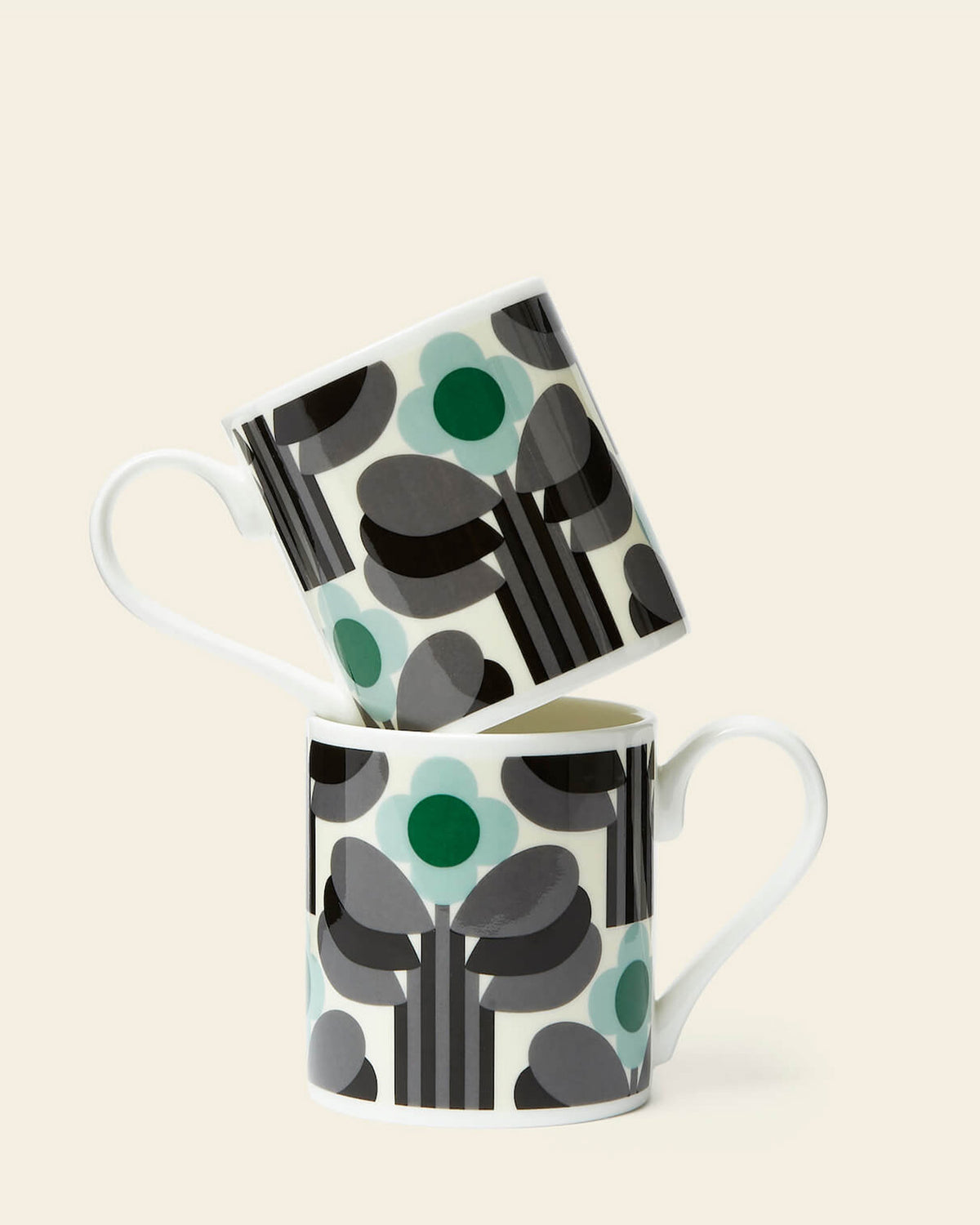 Standard Mug Set of 2 - Art Deco Green