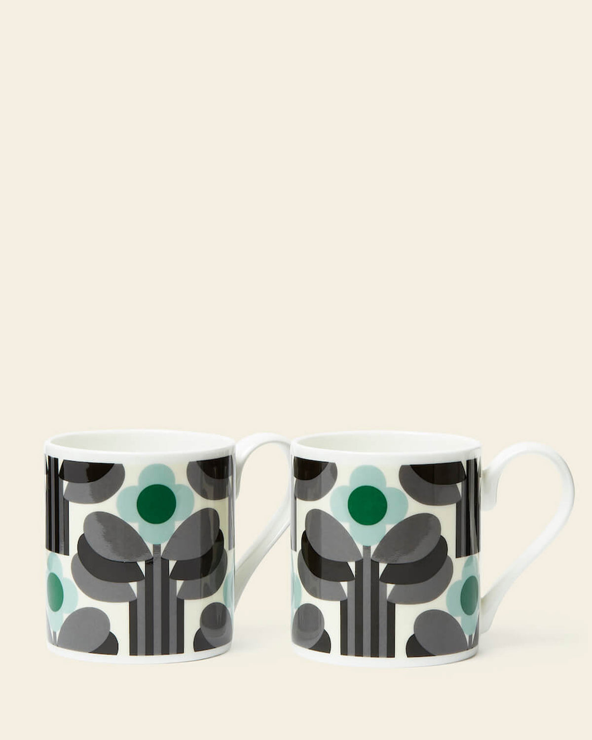 Standard Mug Set of 2 - Art Deco Green