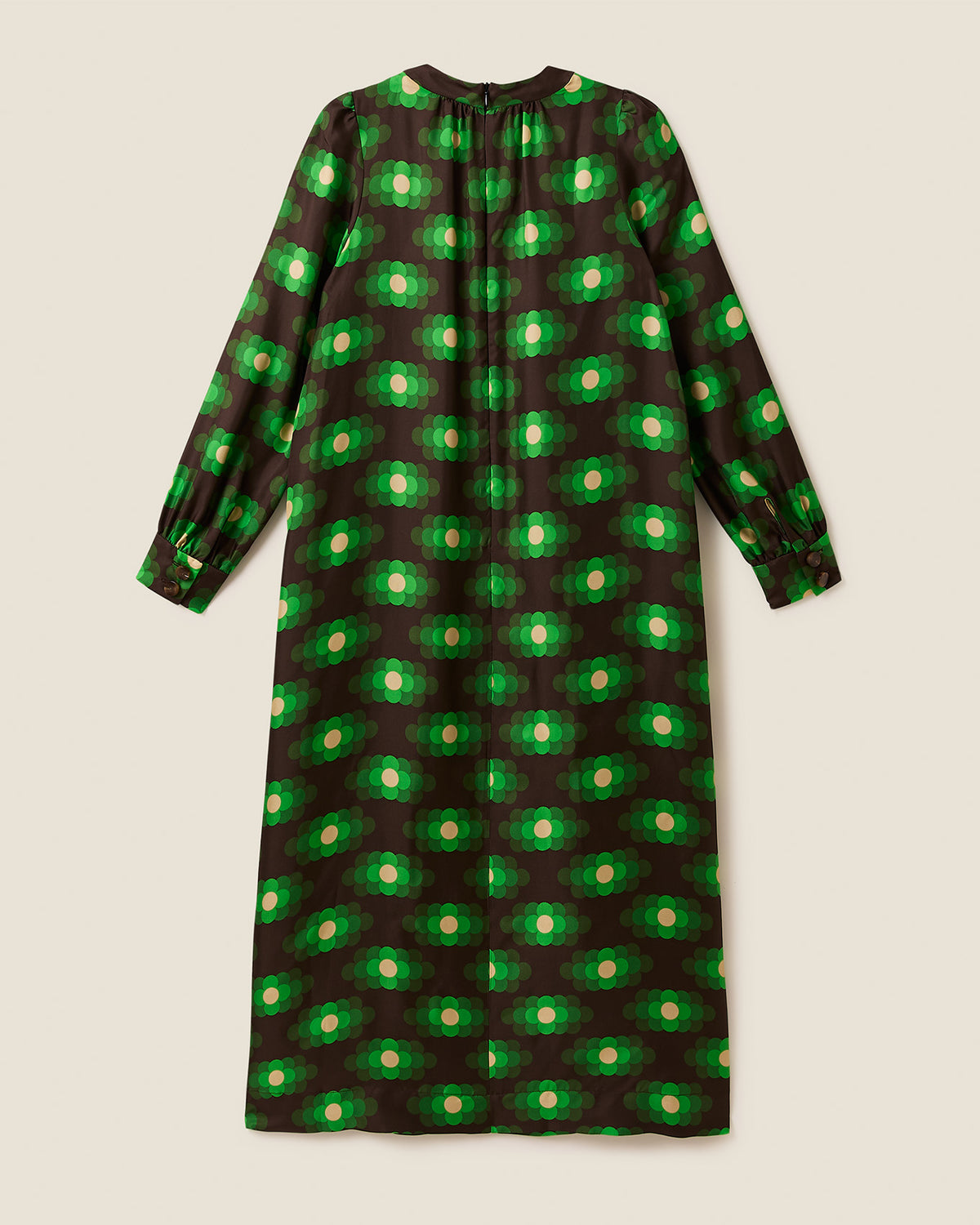 Orla Long Sleeve Midi Silk Dress - Flower Haze
