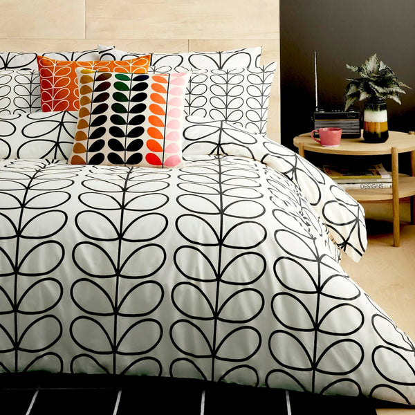 Linear Stem Charcoal Bed Linen Set Image by Orla Kiely