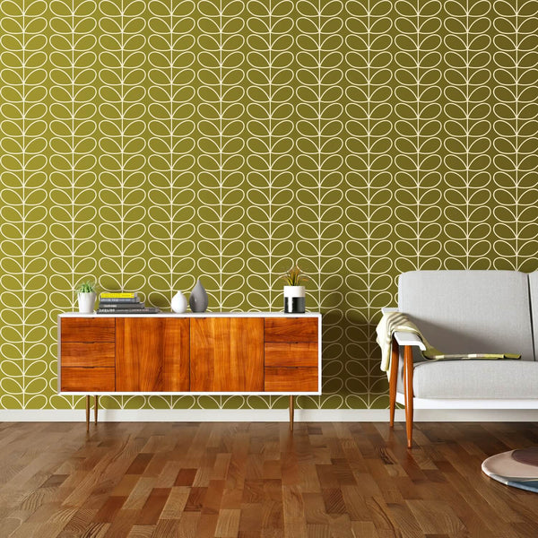 Linear Stem Seagrass Wallpaper in Green by Orla Kiely