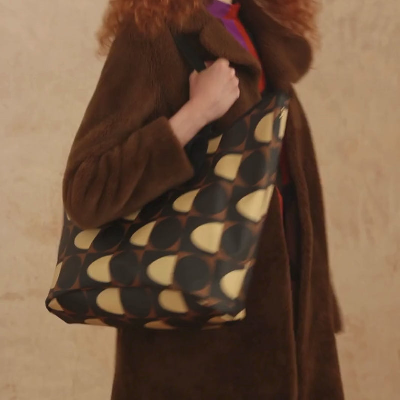 Carryall Large Tote Bag | Women's Retro Bag | Orla Kiely | Mocha Print