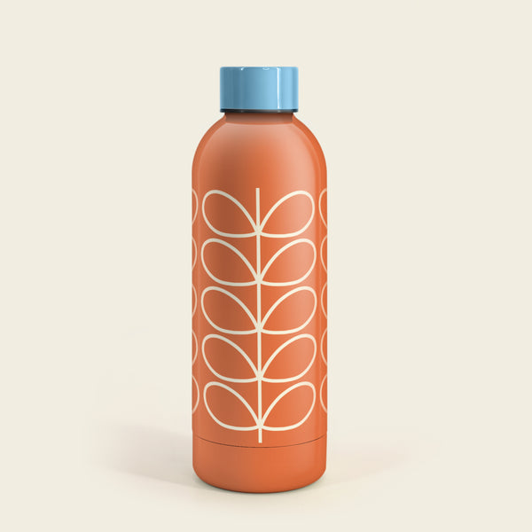 Stainless Steel Water Bottle - Orange Linear Stem
