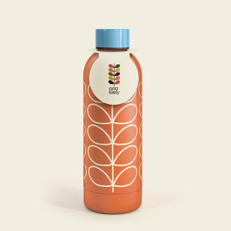 Stainless Steel Water Bottle - Orange Linear Stem