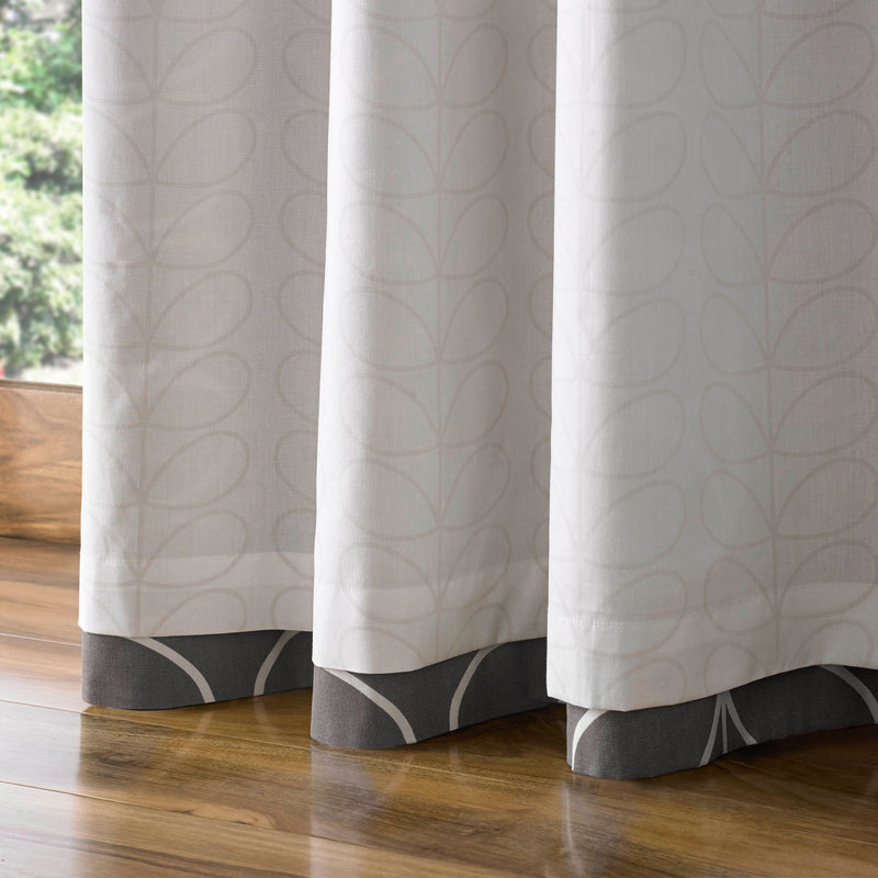 Linear Stem Lined Eyelet Curtains Charcoal